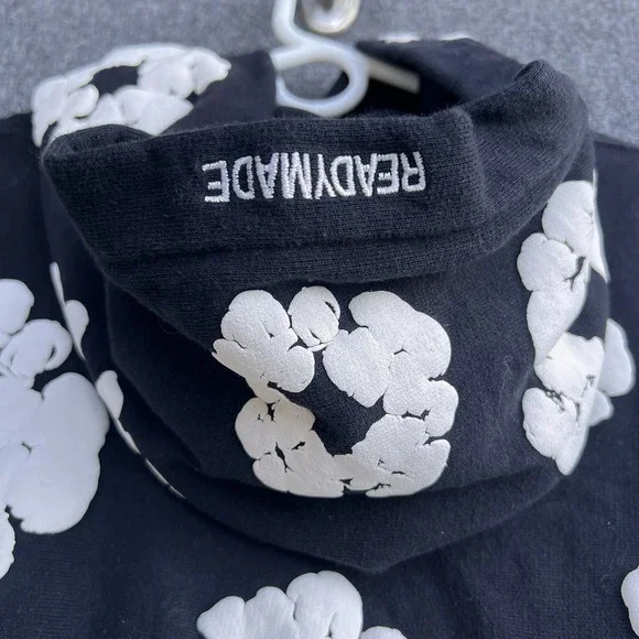 READY MADE X DENIM TEARS COLLAB Black Hoodie Size XL, No Drawstrings! - Picture 5 of 7
